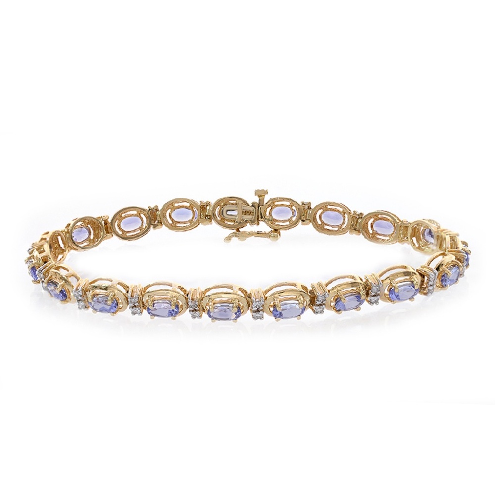 5.15 Carat Tanzanite & Diamond Bracelet 14K Gold